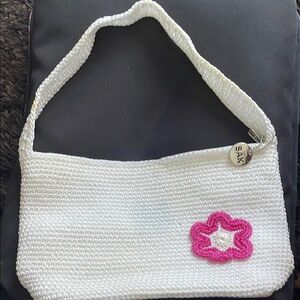 The Sak White and Pink Crochet Shoulder Bag